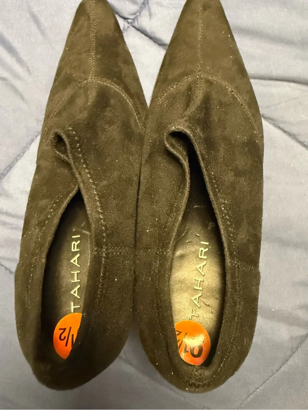 TAHARI  Black Suede Pointed Slip-On Shoes
